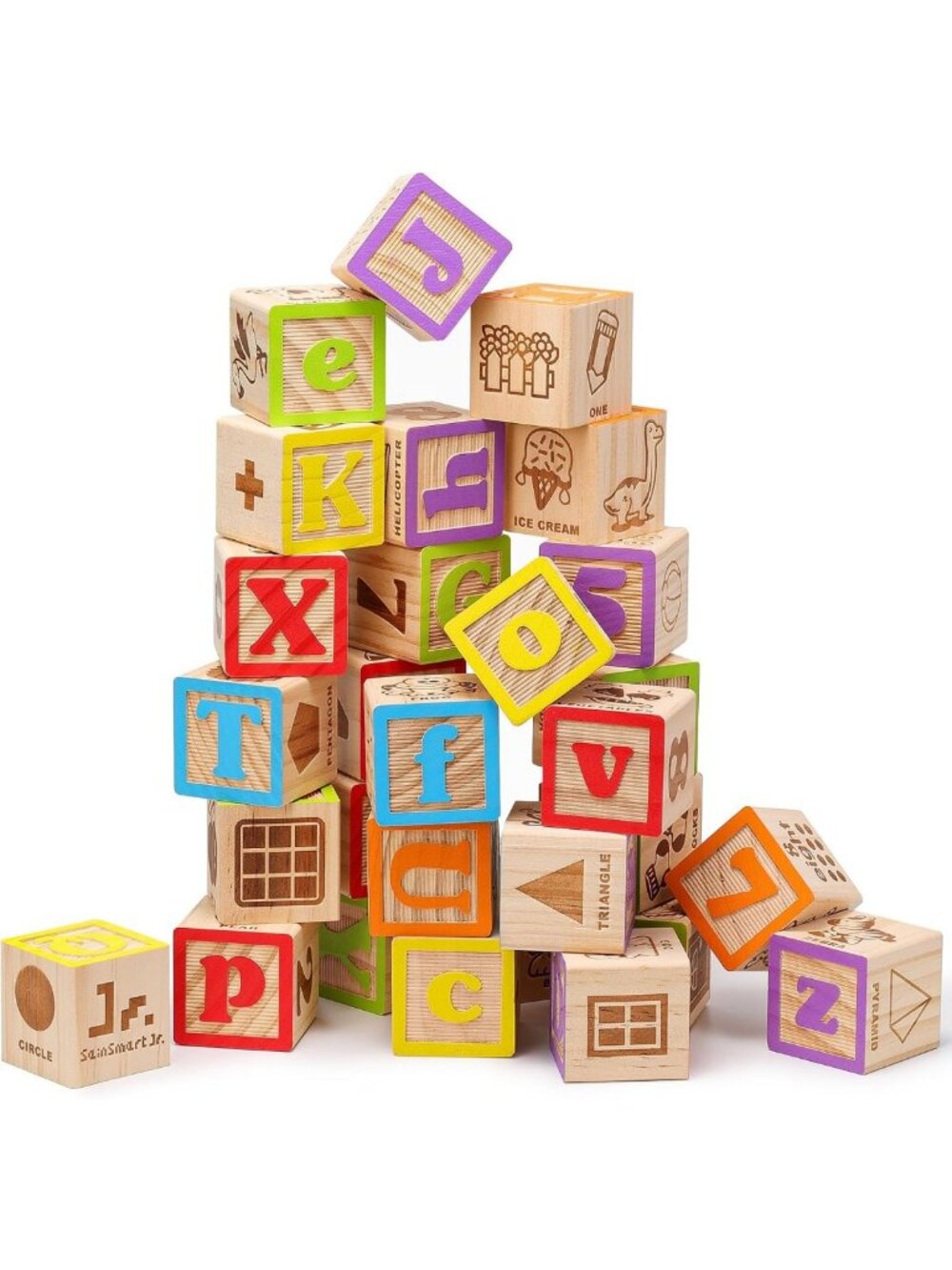 30Pcs Wooden Alphabet Blocks Set for Toddlers - Montessori Learning Toys